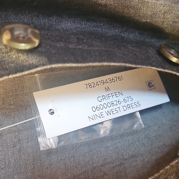 NWT Nine West, Charcoal Denim Long Sleeve Dress, Medium - Picture 3 of 8